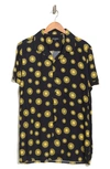 Karl Lagerfeld Sun Print Short Sleeve Shirt In Black/ Yellow
