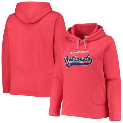 Soft As A Grape Red Washington Nationals Plus Size Side Split Pullover Hoodie