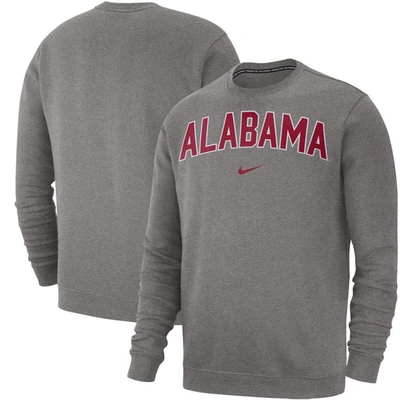 Nike Heathered Gray Alabama Crimson Tide Club Fleece Pullover Sweatshirt In Heather Gray