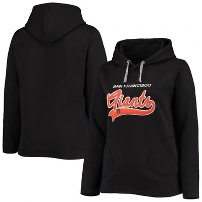 Soft As A Grape Black San Francisco Giants Plus Size Side Split Pullover Hoodie In Navy