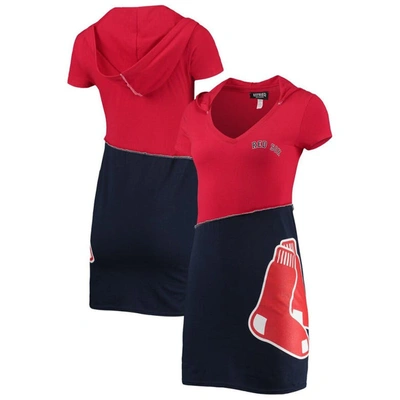 Refried Apparel Women's  Red And Navy Boston Red Sox Hoodie Dress In Red,navy