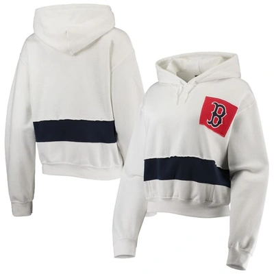Refried Apparel Women's  White, Navy Boston Red Sox Cropped Pullover Hoodie In White,navy