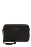 Gucci 'large Jet Set' East/west Saffiano Crossbody Bag In Black/ Gold