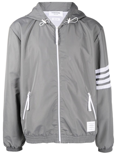 Thom Browne 4-bar Stripe Zip-fastening Hoodie In Grey