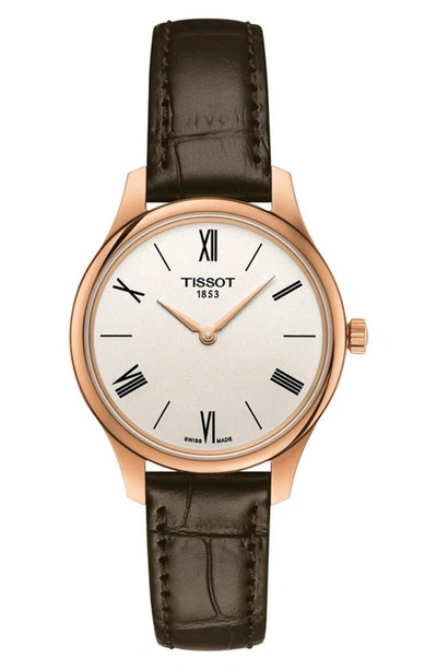Tissot Tradition Embossed Leather Strap Watch, 31mm In Silver