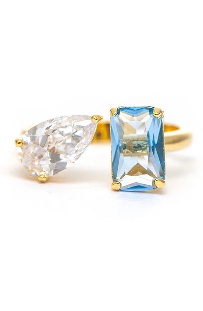 Rivka Friedman Periwinkle Crystal & Cz Ring In 18k Gold Clad