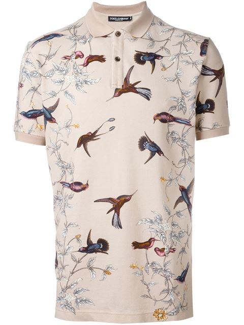 Dolce & Gabbana Bird Print Polo Shirt | ModeSens