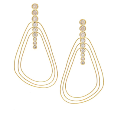 Rivka Friedman Cz Triple Wire Earrings In Gold