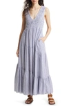 Free People Juno Sleeveless Smocked Tiered Maxi Dress In Ivory Comb