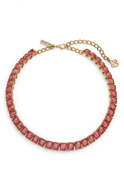 Oscar De La Renta Baguette Stone Necklace In Rose