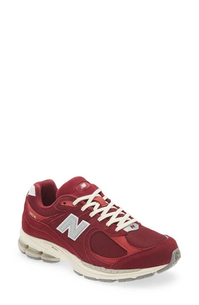 New Balance 2002r Copper-coloured Trainer In Leather And Fabric In Burgundy/wht/gum