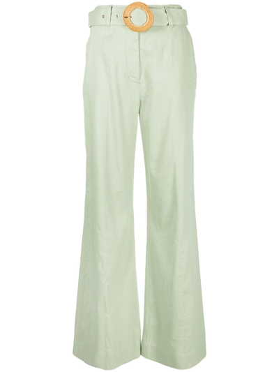 Zimmermann Prima Wide-leg Trousers In Light Green