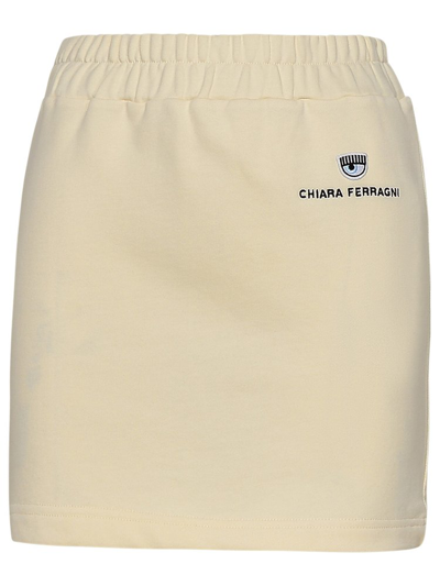 Chiara Ferragni Logo Embroidered Pencil Skirt In Cream