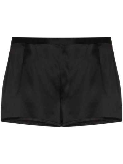 La Perla Silk Pajama Shorts In Nero