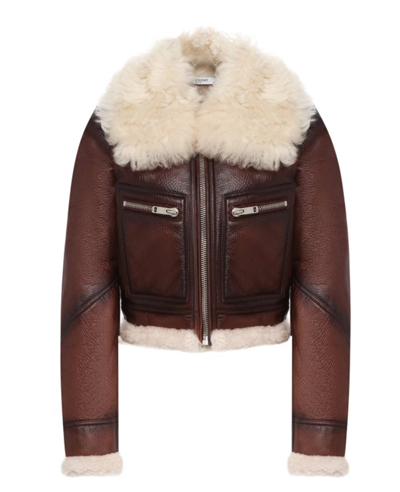 Givenchy Cropped Leather Jacket In Brown