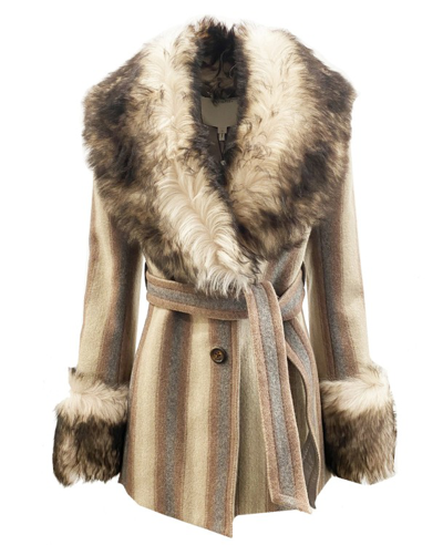 Marc Jacobs Fur Trim Coat In Brown