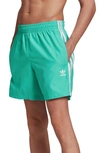 Adidas Originals 3-stripes Swim Shorts In Hi-res Green