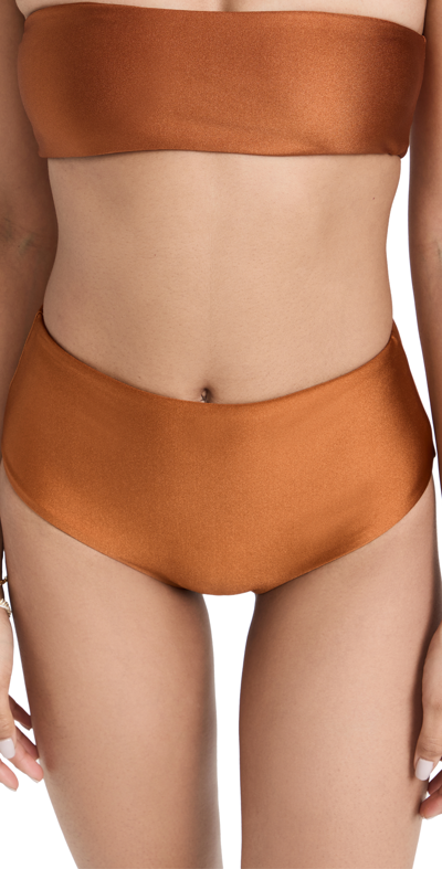 Jade Swim Bound Bikini Bottoms In Bronze Sheen