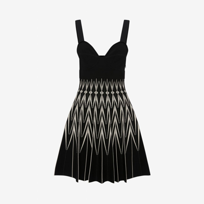 Alexander Mcqueen Sweetheart-neck A-line Stretch-woven Mini Dress In Black/bone