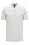 Hugo Boss Organic-cotton Polo Shirt With Embroidered Logo In Light Grey