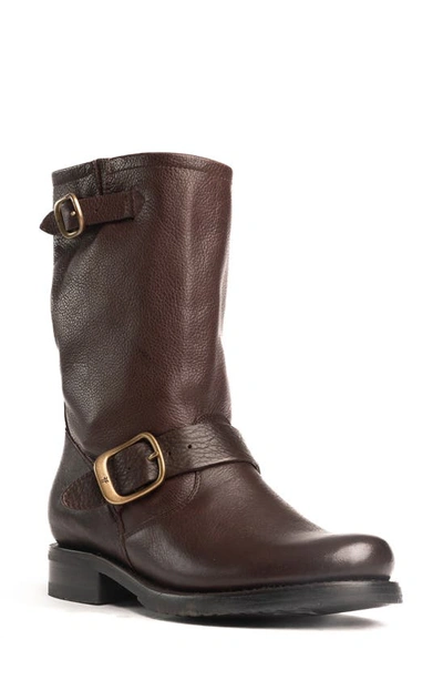 Frye Veronica Leather Buckle Short Moto Boots In Stone