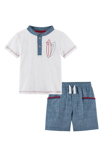 Andy & Evan Kids' Andy And Evan Henley & Shorts 2-piece Set In White