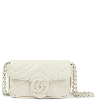 Gucci Gg Marmont皮革腰包 In White