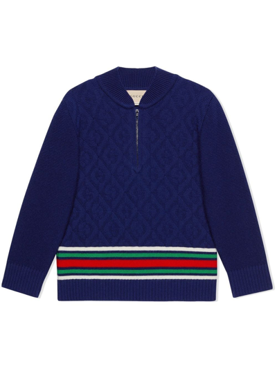 Gucci Kids' Children's G Rhombus Wool Jumper In Blue