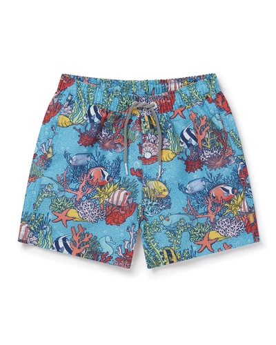 Boardies Kids Coral Reef Printed Shell Swim Shorts In Blue