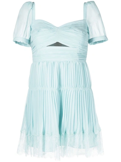 Self-portrait Chiffon Cut-out Minidress In Light Blue