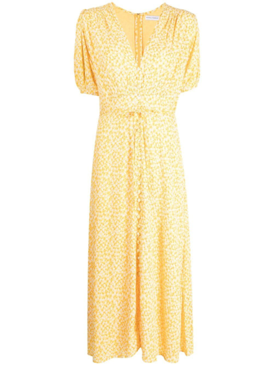 Faithfull The Brand Bellavista Yellow Floral-print Midi Dress