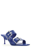 Alexander Mcqueen Buckle Leather Mules In Electric Blue