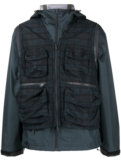 Undercover Check-pattern Zip-fastening Jacket In Green
