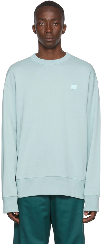 Acne Studios Face-patch Organic Cotton Sweatshirt In Light Blue