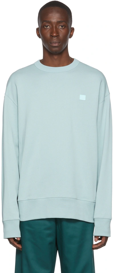 Acne Studios Face-patch Organic Cotton Sweatshirt In Ice Blue