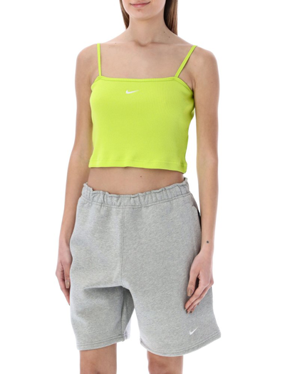 Nike Cropped Ribbed Tank Top In Green
