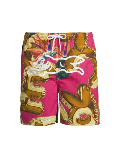 Icecream Paradise Graphic Shorts In Pink Peacock