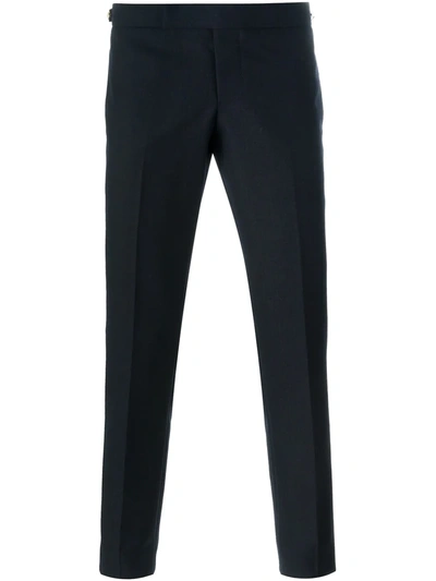 Thom Browne Low Rise Skinny Side Tab Trouser In 2 Ply Fresco In Blue