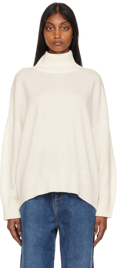 Loulou Studio Murano Turtleneck In An Ivory-coloured Cashmere Knit In White