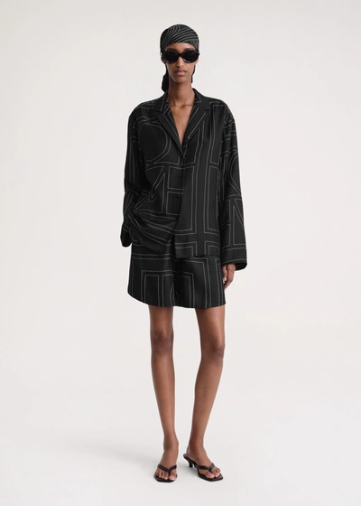 Totême Monogram Silk Pj Shorts Black