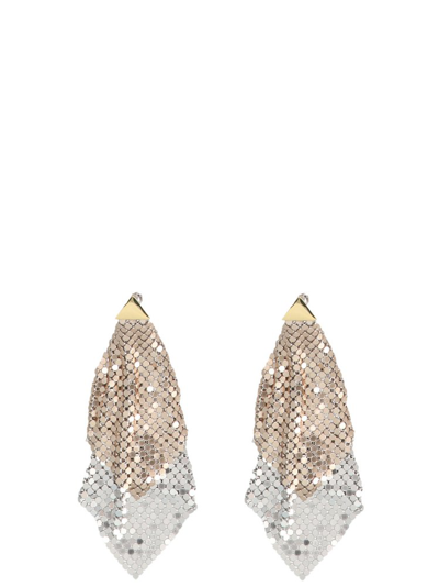 Paco Rabanne Pixel Double Fl Silver And Gold-tone Earrings
