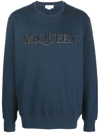 Alexander Mcqueen Logo-embroidered Cotton Sweatshirt In Blue