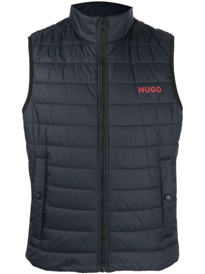 Hugo Recycled Fabric Padded Waistcoat In Navy