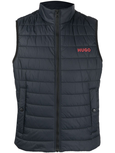 Hugo Boss Recycled Fabric Padded Vest In Dark Blue 405