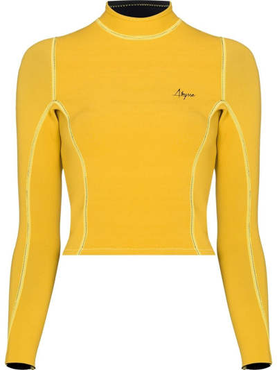 Abysse Pam Rash Guard Swim Top In Yellow