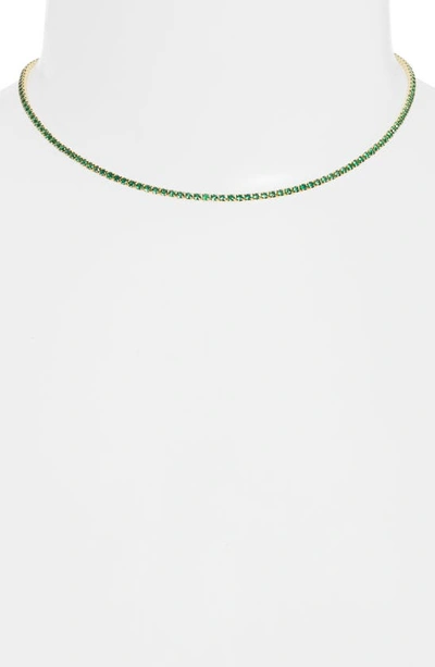 Adinas Jewels Thin Green Tennis Choker Necklace In Emerald Green