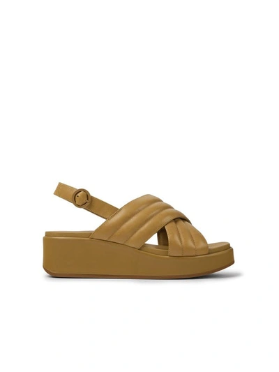 Camper Misia  Wedge Sandals In Leather In Brown