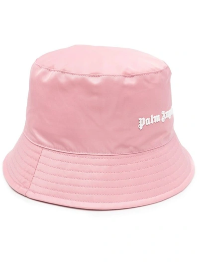 Palm Angels Classic Logo-embroidered Woven Bucket Hat In Pink