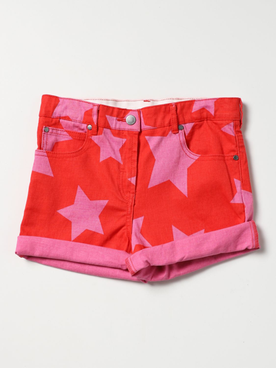 Stella Mccartney Kids' Printed Denim Shorts Red