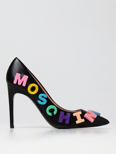 Moschino Couture ! Women's Logo Leather Pumps In Black